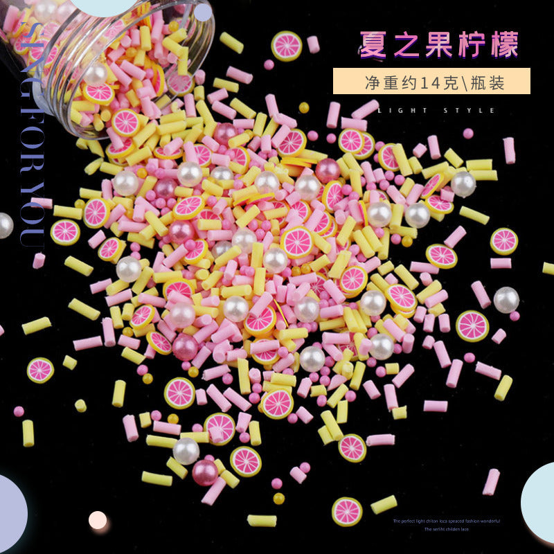 Wholesale DIY Crystal Dropping Gel Fruit Soft Pottery Candy Accessories  In Globe Balls Snow Stars Pearl Flowing Sand Filler